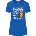 Blood Sweat Bikes & Beer Funny Motorcycle Womens Wider Cut T-Shirt Royal Blue