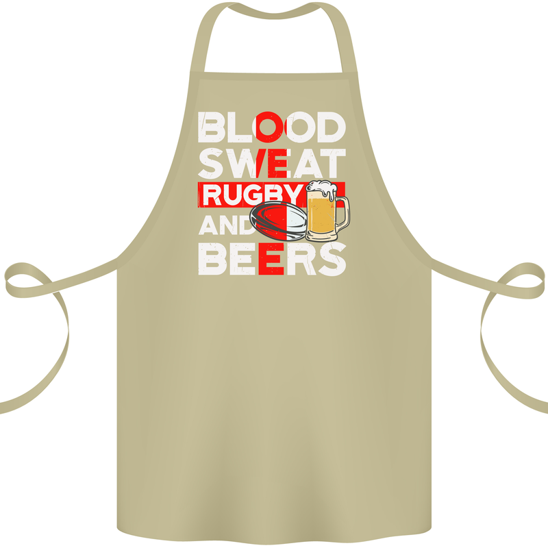 Blood Sweat Rugby and Beers England Funny Cotton Apron 100% Organic Khaki