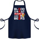 Blood Sweat Rugby and Beers England Funny Cotton Apron 100% Organic Navy Blue