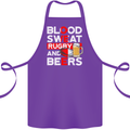 Blood Sweat Rugby and Beers England Funny Cotton Apron 100% Organic Purple