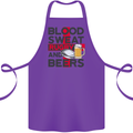 Blood Sweat Rugby and Beers England Funny Cotton Apron 100% Organic Purple