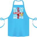 Blood Sweat Rugby and Beers England Funny Cotton Apron 100% Organic Turquoise