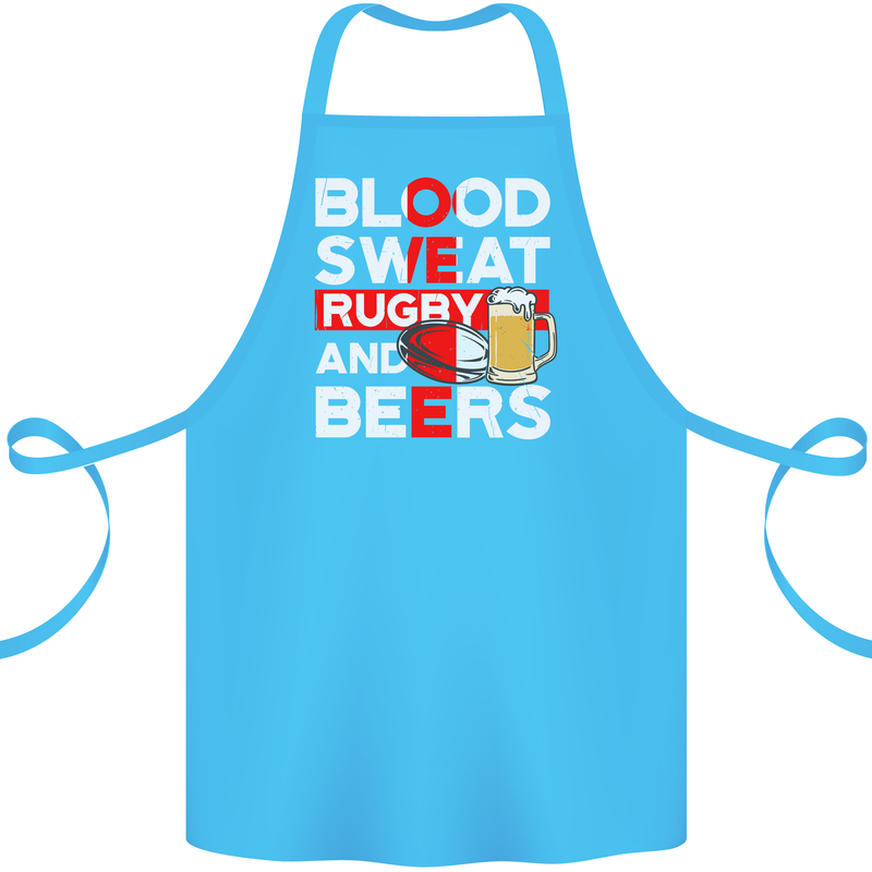 Blood Sweat Rugby and Beers England Funny Cotton Apron 100% Organic Turquoise