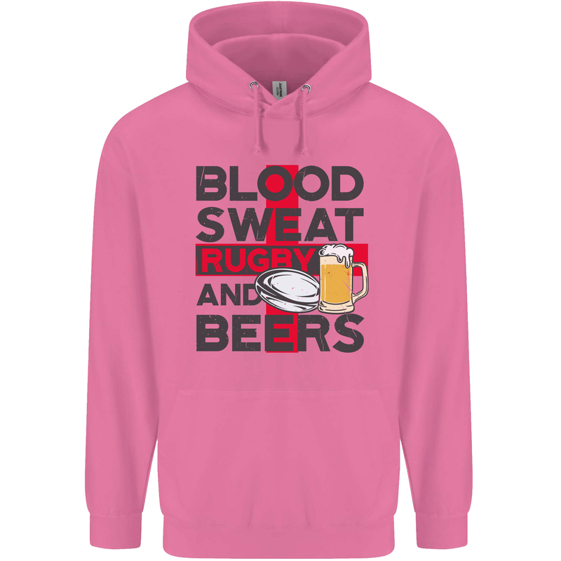Blood Sweat Rugby and Beers England Funny Mens 80% Cotton Hoodie Azelea