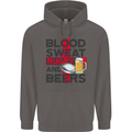 Blood Sweat Rugby and Beers England Funny Mens 80% Cotton Hoodie Charcoal