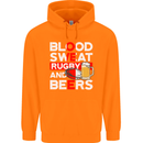 Blood Sweat Rugby and Beers England Funny Mens 80% Cotton Hoodie Orange
