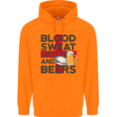 Blood Sweat Rugby and Beers England Funny Mens 80% Cotton Hoodie Orange