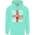 Blood Sweat Rugby and Beers England Funny Mens 80% Cotton Hoodie Peppermint