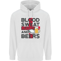 Blood Sweat Rugby and Beers England Funny Mens 80% Cotton Hoodie White
