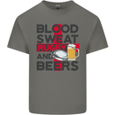 Blood Sweat Rugby and Beers England Funny Mens Cotton T-Shirt Tee Top Charcoal