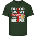 Blood Sweat Rugby and Beers England Funny Mens Cotton T-Shirt Tee Top Forest Green