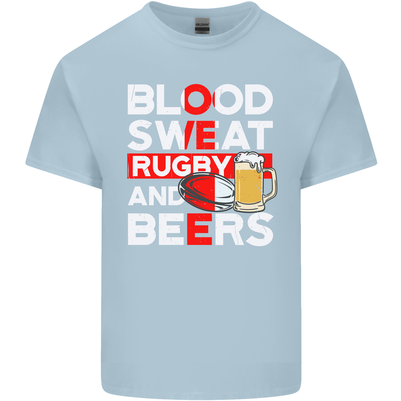 Blood Sweat Rugby and Beers England Funny Mens Cotton T-Shirt Tee Top Light Blue