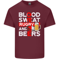 Blood Sweat Rugby and Beers England Funny Mens Cotton T-Shirt Tee Top Maroon