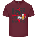 Blood Sweat Rugby and Beers England Funny Mens Cotton T-Shirt Tee Top Maroon
