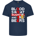 Blood Sweat Rugby and Beers England Funny Mens Cotton T-Shirt Tee Top Navy Blue
