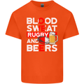 Blood Sweat Rugby and Beers England Funny Mens Cotton T-Shirt Tee Top Orange