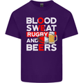Blood Sweat Rugby and Beers England Funny Mens Cotton T-Shirt Tee Top Purple