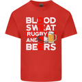 Blood Sweat Rugby and Beers England Funny Mens Cotton T-Shirt Tee Top Red