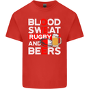 Blood Sweat Rugby and Beers England Funny Mens Cotton T-Shirt Tee Top Red