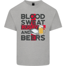 Blood Sweat Rugby and Beers England Funny Mens Cotton T-Shirt Tee Top Sports Grey