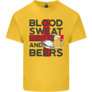 Blood Sweat Rugby and Beers England Funny Mens Cotton T-Shirt Tee Top Yellow