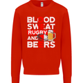 Blood Sweat Rugby and Beers England Funny Mens Sweatshirt Jumper Bright Red