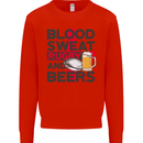 Blood Sweat Rugby and Beers England Funny Mens Sweatshirt Jumper Bright Red