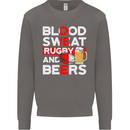 Blood Sweat Rugby and Beers England Funny Mens Sweatshirt Jumper Charcoal
