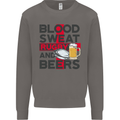 Blood Sweat Rugby and Beers England Funny Mens Sweatshirt Jumper Charcoal