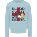 Blood Sweat Rugby and Beers England Funny Mens Sweatshirt Jumper Light Blue