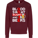Blood Sweat Rugby and Beers England Funny Mens Sweatshirt Jumper Maroon