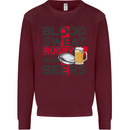 Blood Sweat Rugby and Beers England Funny Mens Sweatshirt Jumper Maroon