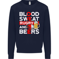 Blood Sweat Rugby and Beers England Funny Mens Sweatshirt Jumper Navy Blue