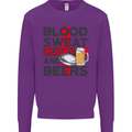 Blood Sweat Rugby and Beers England Funny Mens Sweatshirt Jumper Purple