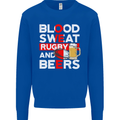 Blood Sweat Rugby and Beers England Funny Mens Sweatshirt Jumper Royal Blue