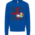 Blood Sweat Rugby and Beers England Funny Mens Sweatshirt Jumper Royal Blue