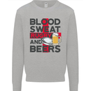Blood Sweat Rugby and Beers England Funny Mens Sweatshirt Jumper Sports Grey