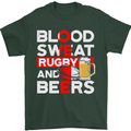 Blood Sweat Rugby and Beers England Funny Mens T-Shirt Cotton Gildan Forest Green