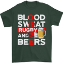 Blood Sweat Rugby and Beers England Funny Mens T-Shirt Cotton Gildan Forest Green