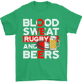 Blood Sweat Rugby and Beers England Funny Mens T-Shirt Cotton Gildan Irish Green