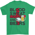Blood Sweat Rugby and Beers England Funny Mens T-Shirt Cotton Gildan Irish Green