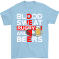 Blood Sweat Rugby and Beers England Funny Mens T-Shirt Cotton Gildan Light Blue