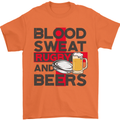 Blood Sweat Rugby and Beers England Funny Mens T-Shirt Cotton Gildan Orange