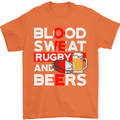 Blood Sweat Rugby and Beers England Funny Mens T-Shirt Cotton Gildan Orange