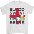 Blood Sweat Rugby and Beers England Funny Mens T-Shirt Cotton Gildan White