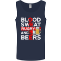 Blood Sweat Rugby and Beers England Funny Mens Vest Tank Top Navy Blue
