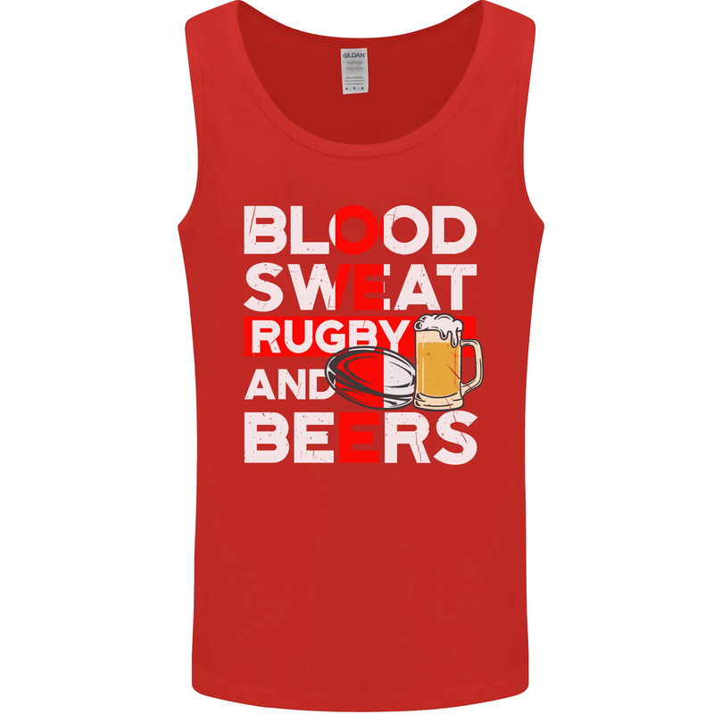Blood Sweat Rugby and Beers England Funny Mens Vest Tank Top Red