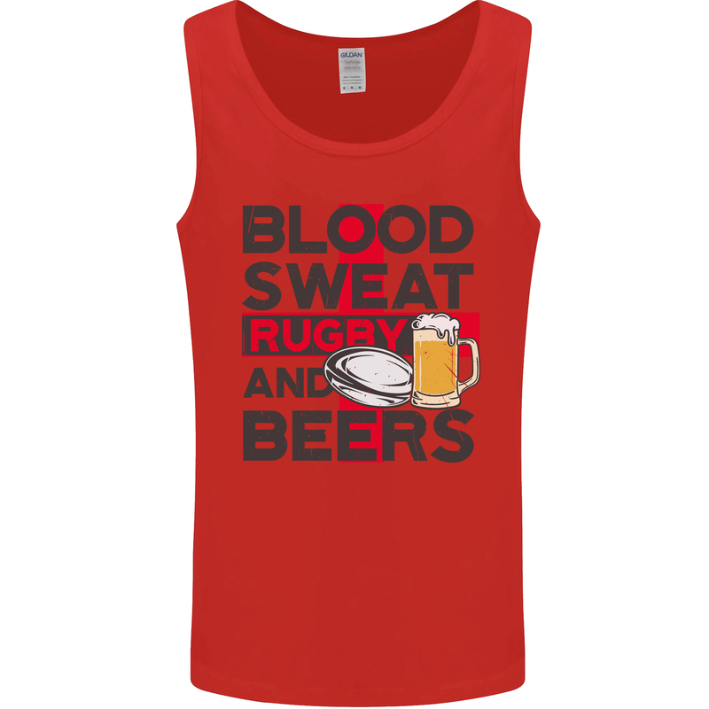 Blood Sweat Rugby and Beers England Funny Mens Vest Tank Top Red