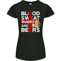 Blood Sweat Rugby and Beers England Funny Womens Petite Cut T-Shirt Black
