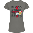 Blood Sweat Rugby and Beers England Funny Womens Petite Cut T-Shirt Charcoal
